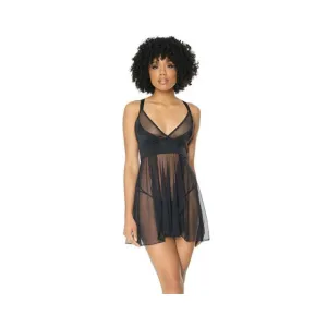 Babydoll & G-string Black Os Hanging