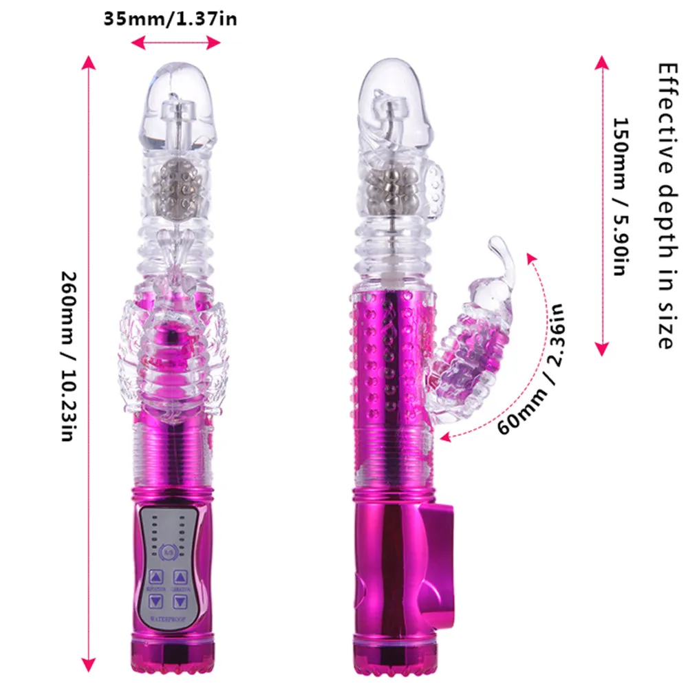 Bebuzzed 10 Thrusting Rotating G-Spot Rabbit Vibrator USB Rechargeable Pink