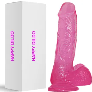 Bebuzzed Happy 8 Realistic Dildo Veined Balls Suction Cup Pink