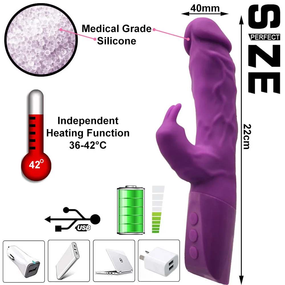 Bebuzzed Harper Heated G-Spot Rabbit Vibrator USB Rechargeable Purple