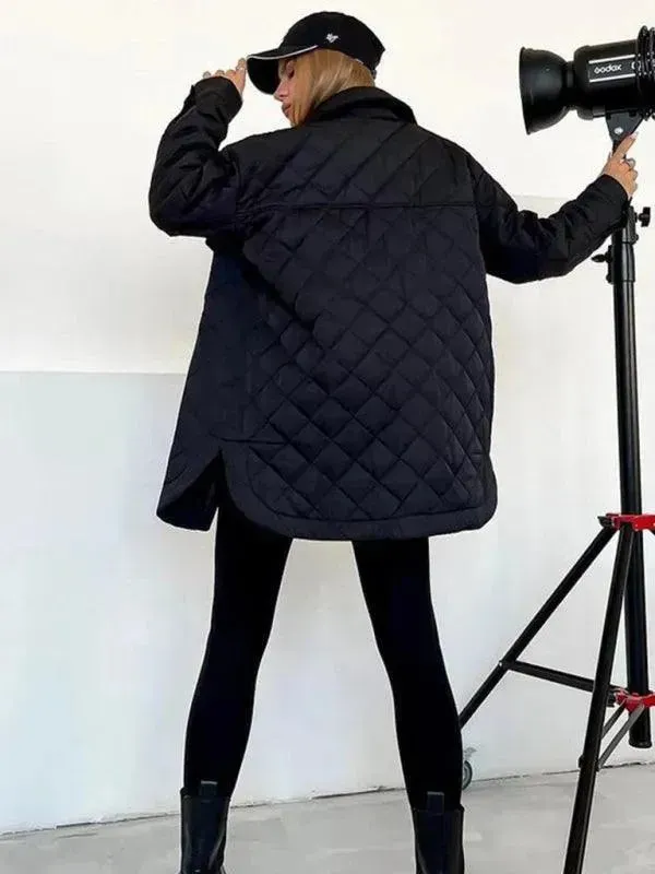 Chic Loose Women's Quilted Shirt Jacket