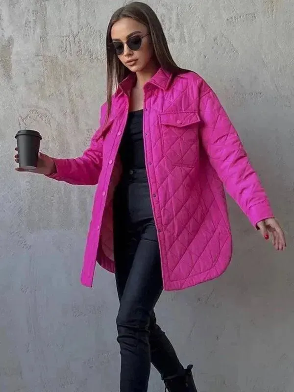 Chic Loose Women's Quilted Shirt Jacket