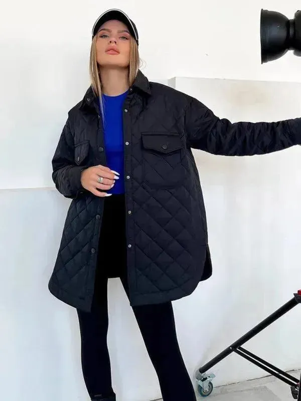 Chic Loose Women's Quilted Shirt Jacket