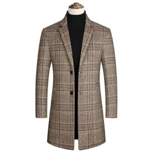 Classic Plaid Men Overcoat