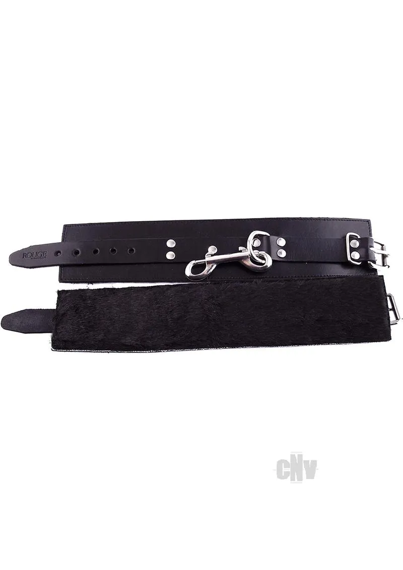 Rouge Leather Fur Lined Ankle Cuffs Black